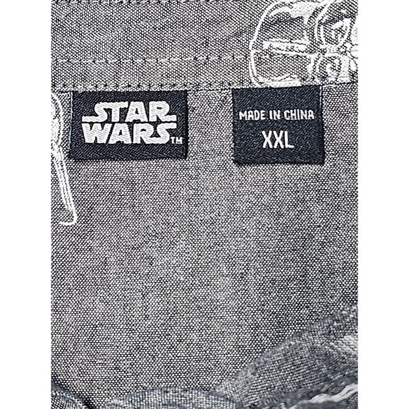 Star Wars Gray Darth Vader Print Button-Down Collar Short Sleeve Shirt XXL - Picture 7 of 13